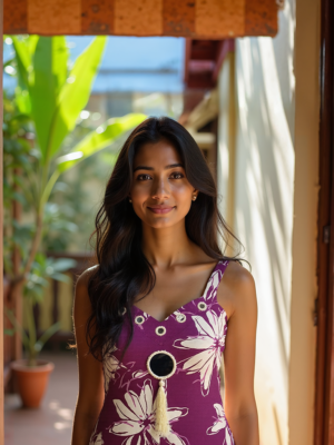 purple kurti with flowers
